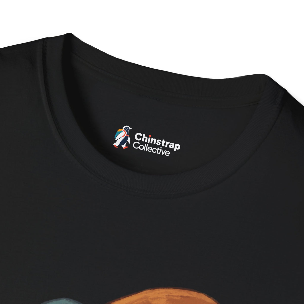 The Chinstrap Collective neck label on the Take It Slow T-shirt in Black