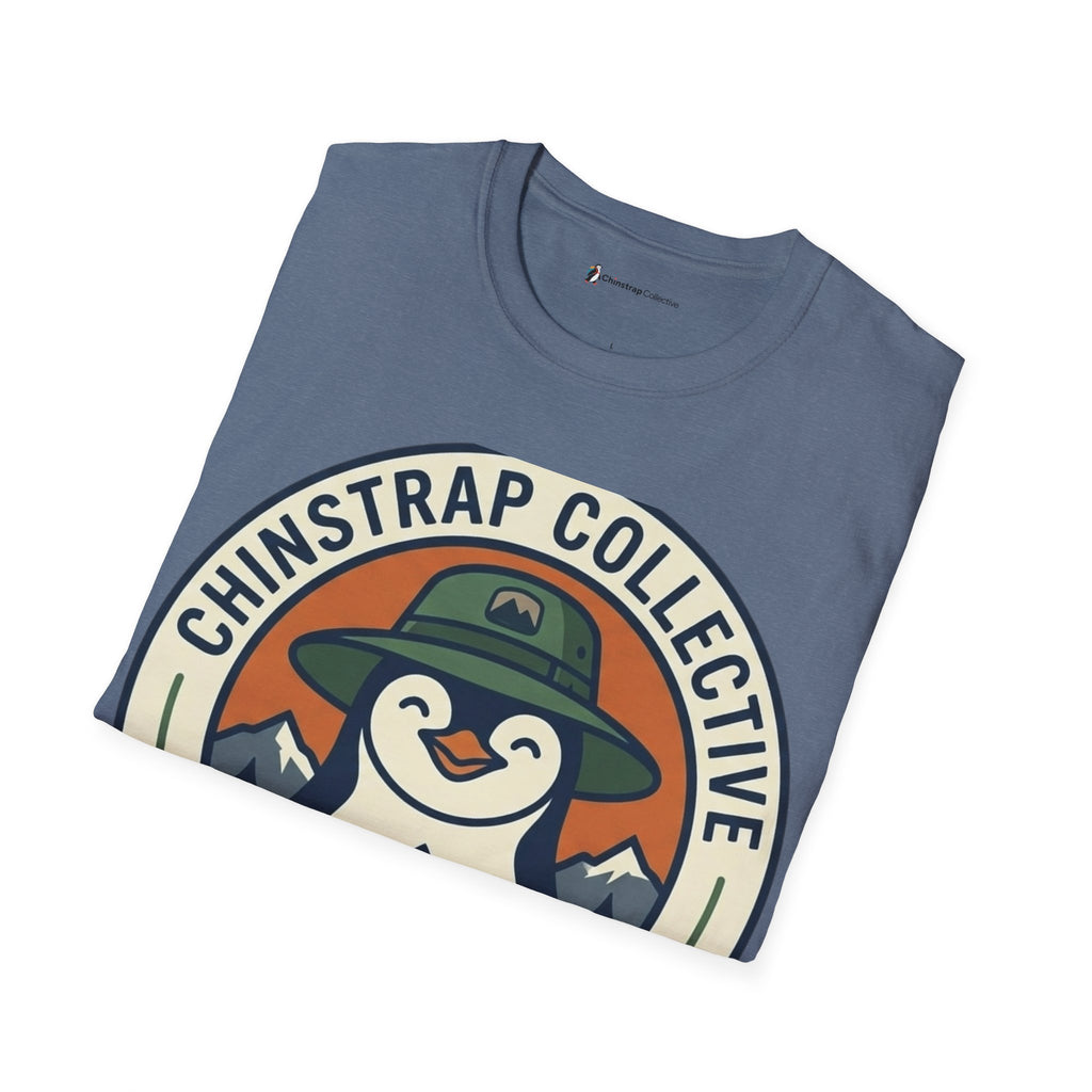 The Penguin Patch T-shirt in Heather Indigo, folded