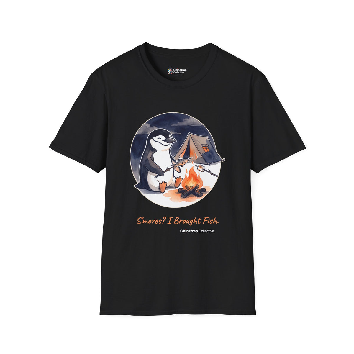 Campfire Fish T-Shirt, Watercolour and Ink Style, Lightweight Fabric