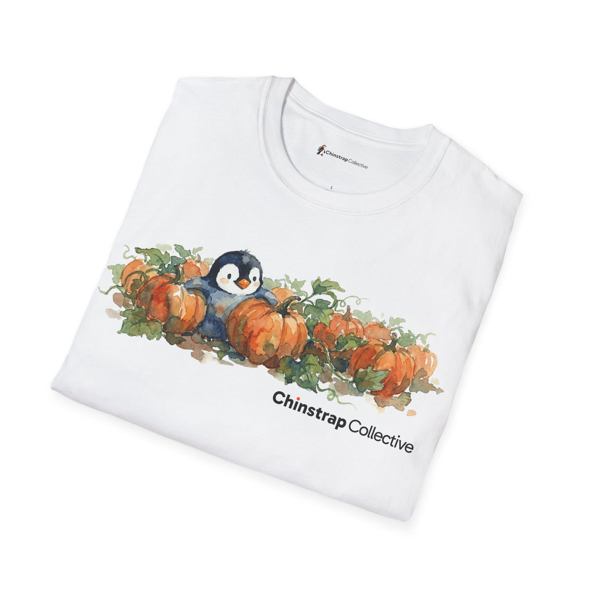 The Penguin Pumpkin Patch T-shirt in White, folded