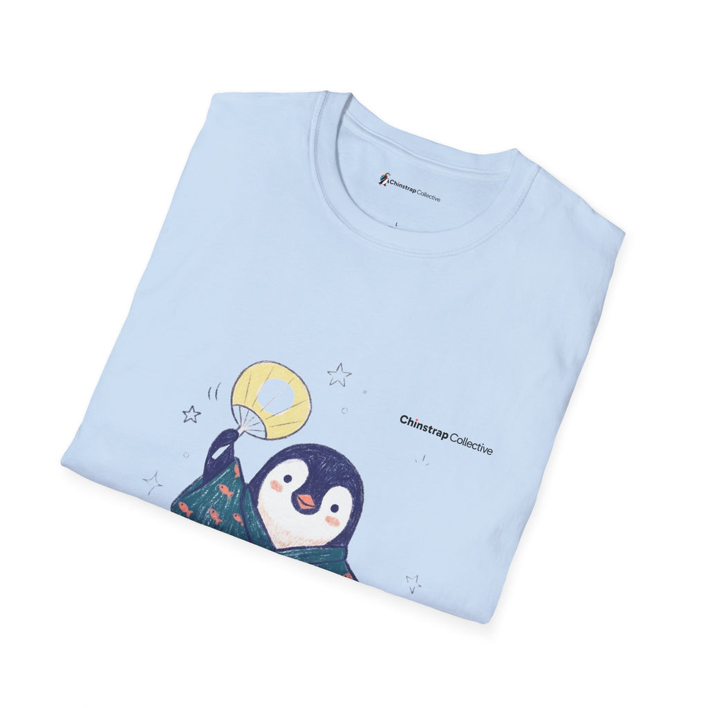 The Penguin in Kimono T-shirt in Light Blue, folded