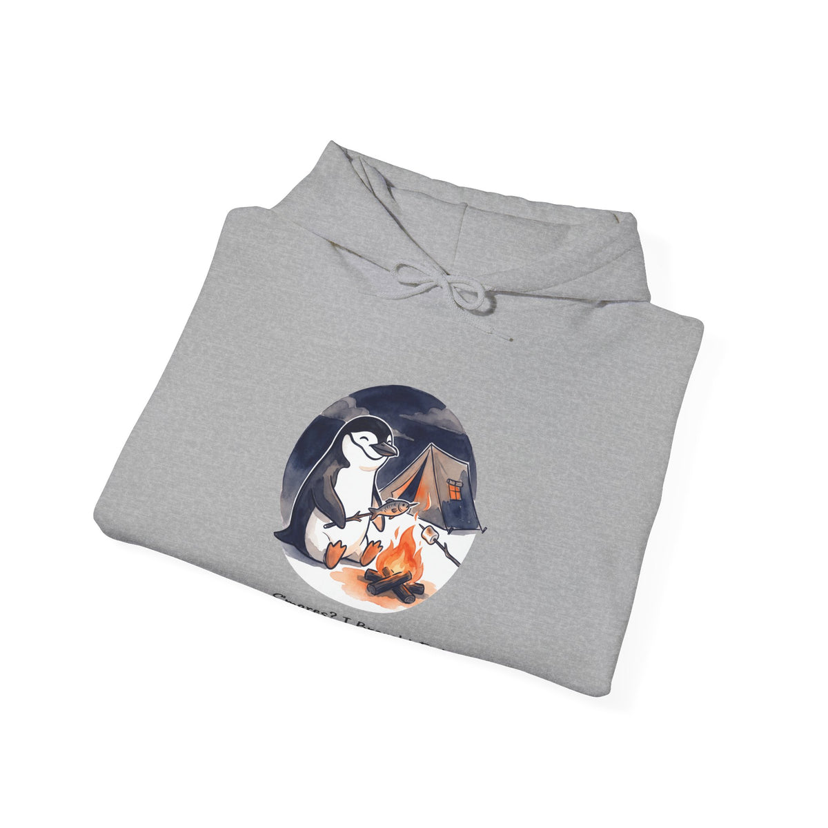 The Campfire Fish hoodie in Sport Grey, folded