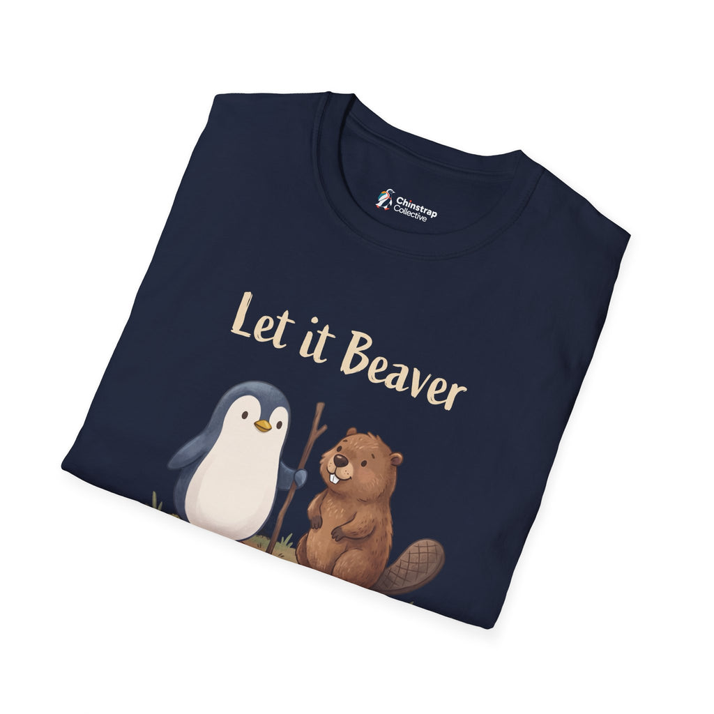 The Let It Beaver T-shirt in Navy, folded