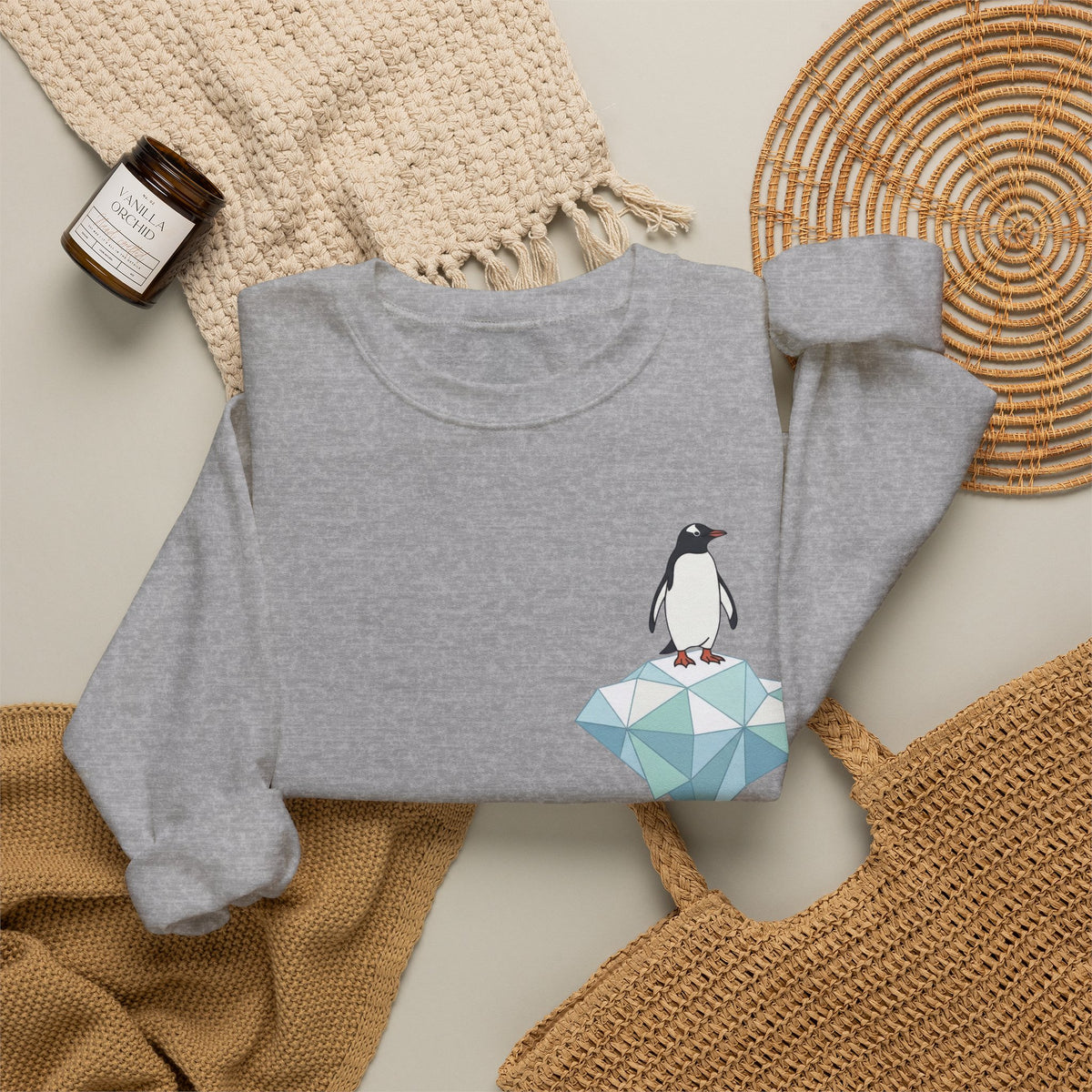 Penguin on Ice Sweatshirt, Cotton Blend