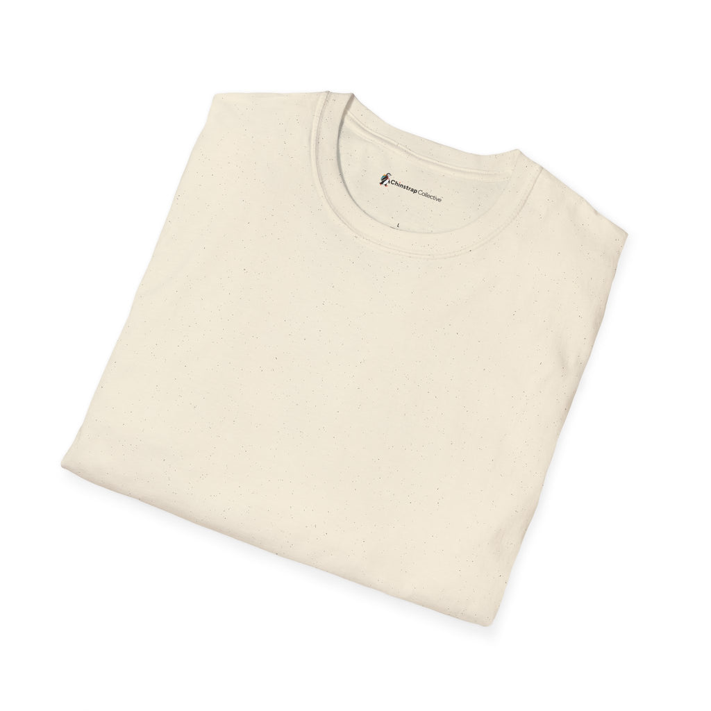 Penguin Mountain River T-Shirt, Linocut Style, Lightweight Fabric