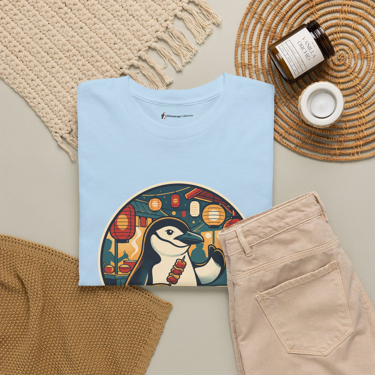 The Night Market Critic T-shirt in Light Blue, folded
