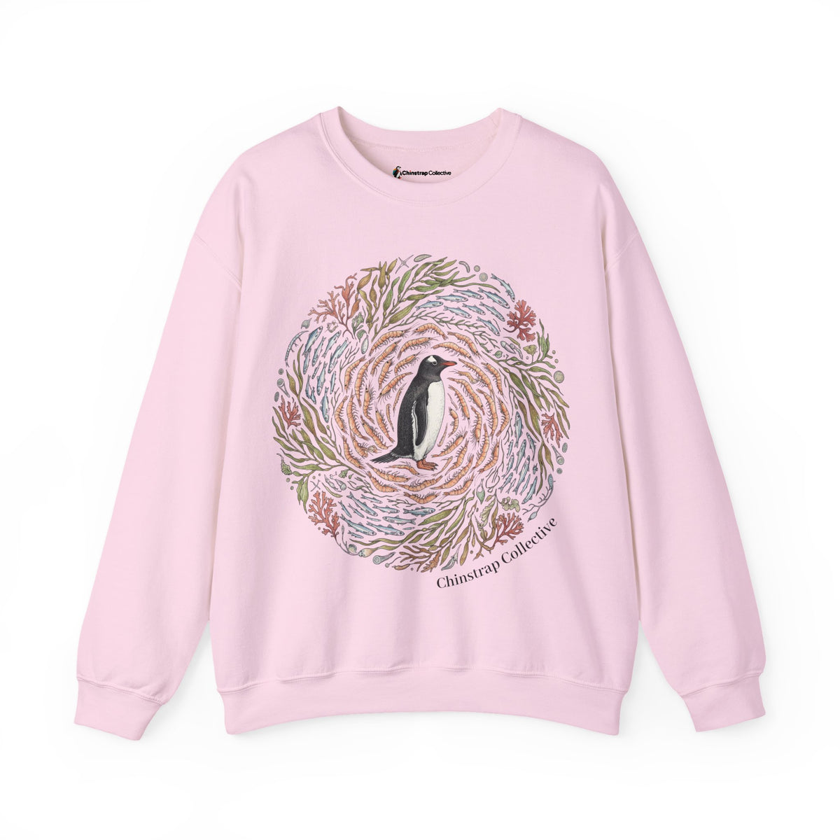 Penguin Wreath Sweatshirt, Ink and Watercolour Style, Cotton Blend