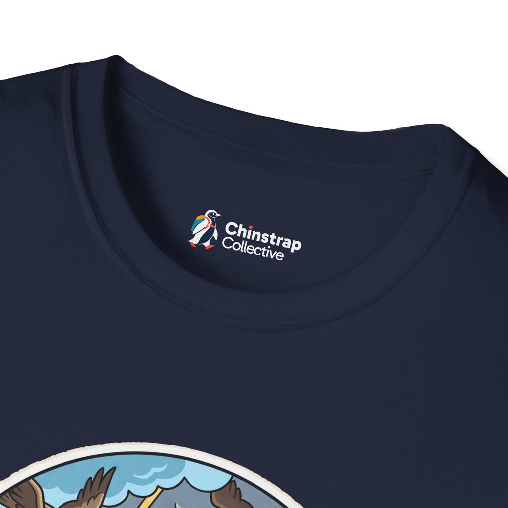 The Chinstrap Collective neck label on the Unflappable T-shirt in Navy