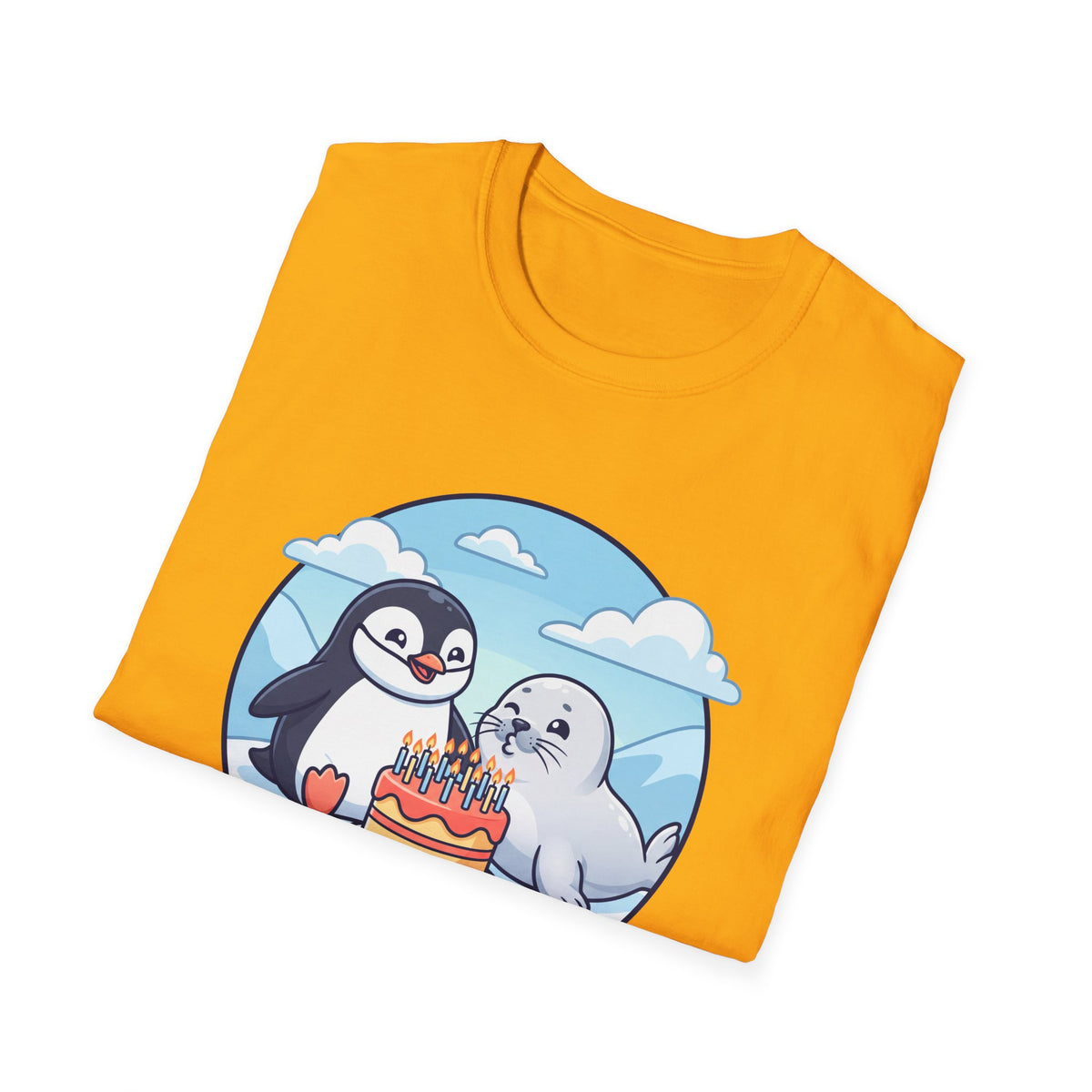Birthday Waddle T-Shirt, Cartoon Style, Lightweight Fabric