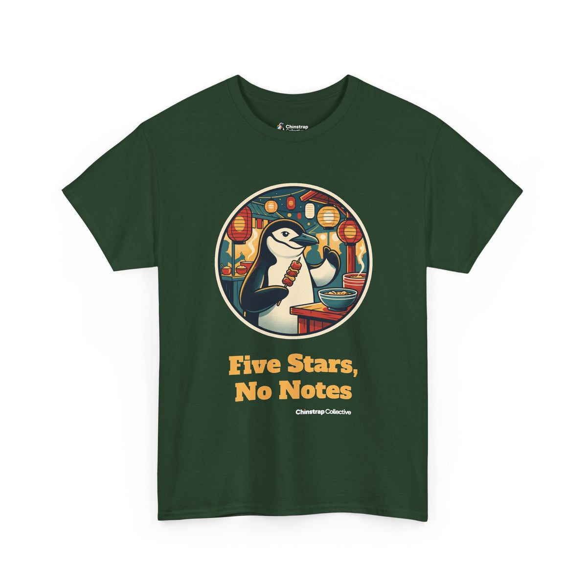 Night Market Critic penguin T-shirt in Forest Green
