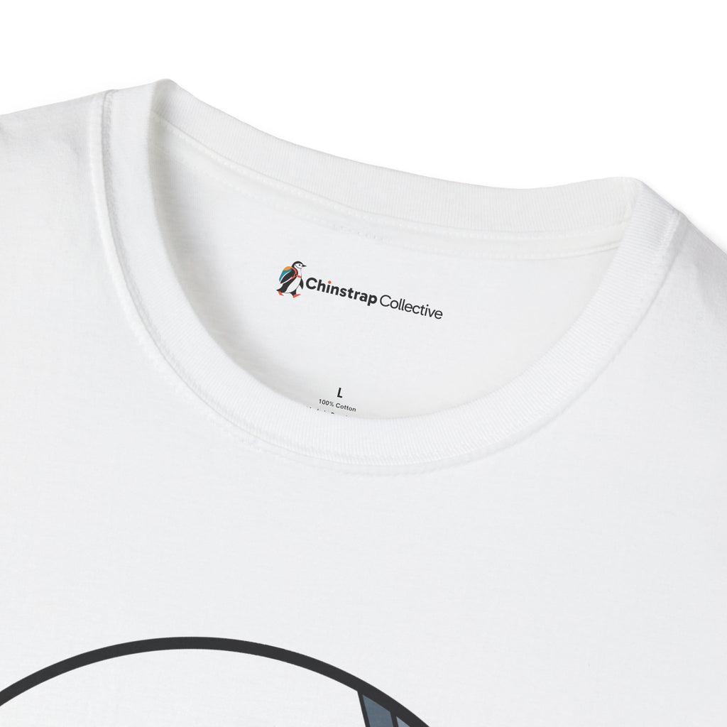 The Chinstrap Collective neck label on the Priority Belly Slide T-shirt in White