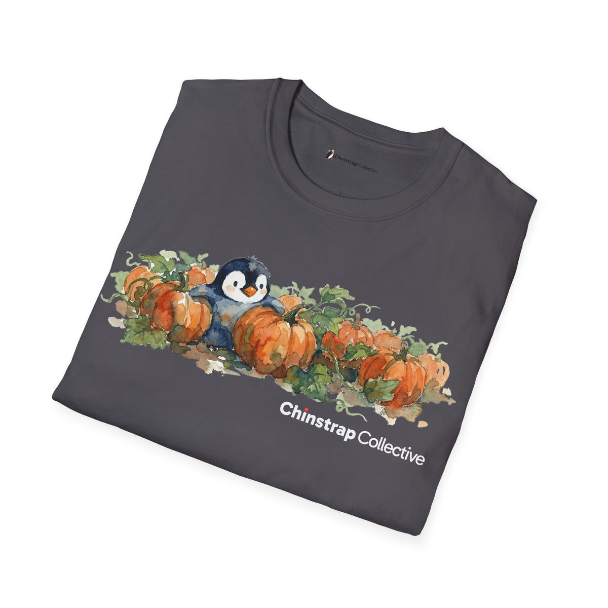 The Penguin Pumpkin Patch T-shirt in Charcoal, folded