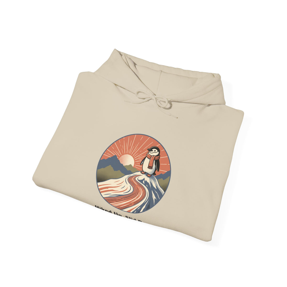 The Hiked Up hoodie in Sand, folded