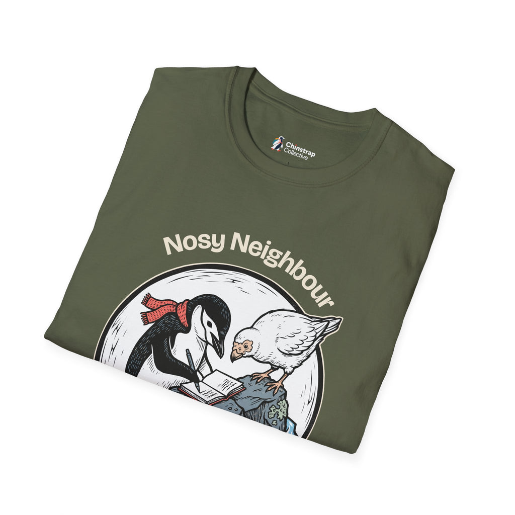 Nosy Neighbour T-Shirt, Field Linocut Style, Lightweight Fabric