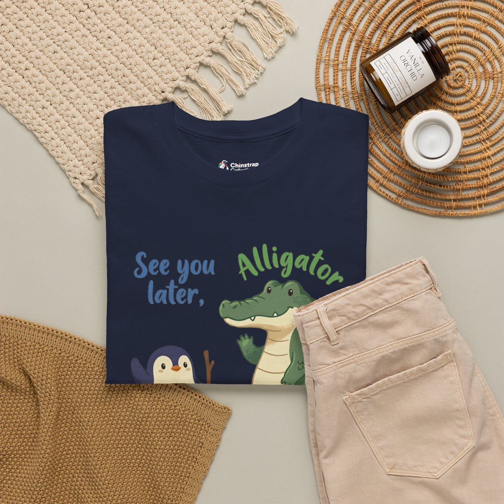 The Later, Gator T-shirt in Navy, folded